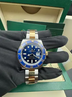 2018 ROLEX SUBMARINER 116613LB 40MM BLUE 18K GOLD STEEL BOX BLUESY COMPLETE SET