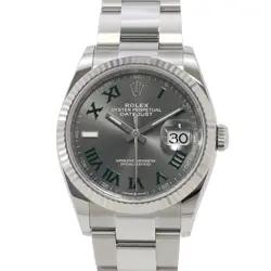 ROLEX DATEJUST 36 36MM STAINLESS STEEL 18K WHITE GOLD SLATE DIAL 126234