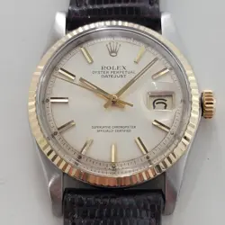 ROLEX OYSTER DATEJUST REF 1601 36MM 18K SS MENS 1970S VINTAGE AUTOMATIC RA592