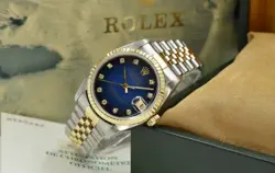 ROLEX DATEJUST 31MM 68273 BLUE VIGNETTE DIAL 1993 WITH BOX AND PAPERS