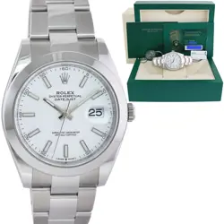 2021 MINT ROLEX DATEJUST 41MM 41 STEEL 126300 WHITE STICK OYSTER WATCH BOX