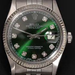 ROLEX DATEJUST 16014 FLUTED BEZEL JUBILEE WATCH 36MM GREEN DIAMOND DIAL