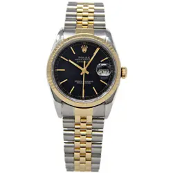 Rolex Datejust 36mm Steel and Yellow Gold Black 16233 *2 YEAR WARRANTY* #2018-1