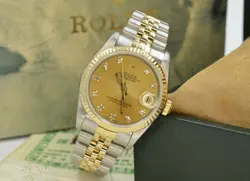 ROLEX DATEJUST 31MM 68273 CHAMPAGNE DIAMOND DIAL 1995 BOX AND PAPERS