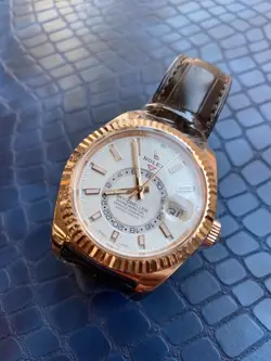 ROLEX 326135 SKY-DWELLER ROSE GOLD WHITE IVORY DIAL STICK INDICES FULL SET 2018.