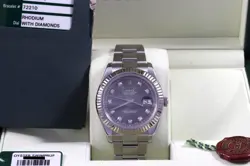 ROLEX DATEJUST II RHODIUM DIAMOND FLUTED OYSTER BOX/PAPERS/CARD 116334