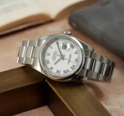 ROLEX 116200 DATEJUST 36MM OYSTERSTEEL WHITE ROMAN EDITION MONOBLOC MIDDLE CASE