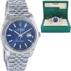 MINT 2023 ROLEX DATEJUST 41 BLUE MOTIF STICK JUBILEE FLUTED 126334 WATCH BOX