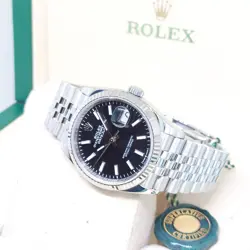 ROLEX 36MM OYSTER PERPETUAL BLACK BATONS DIAL DATEJUST REF: 126234 (DEC 2019)