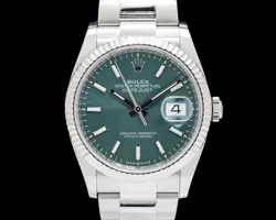 ROLEX DATEJUST 36 SS FLUTED MINT GREEN DIAL
