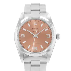 ROLEX AIR KING 34 14000 PINK ARABIC STEEL SMOOTH OYSTER MENS WATCH