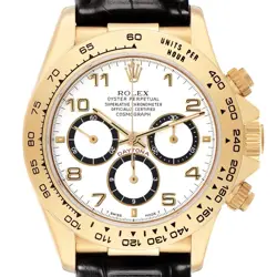ROLEX DAYTONA WHITE DIAL YELLOW GOLD MENS WATCH 16518 BOX PAPERS