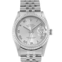 ROLEX DATEJUST 36 16220 SILVER ARABIC DIAMOND STEEL OYSTER MENS WATCH 2006