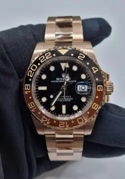 ROLEX GMT-MASTER II 126715CHNR ROOTBEER ROSE GOLD PREOWNED 2022. B16732
