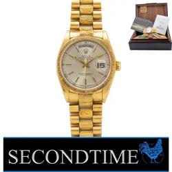 ROLEX VINTAGE DAY DATE 'BARK' 18038 36MM 18K YELLOW GOLD 100% COMPLETE