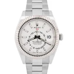 2024 PAPERS ROLEX SKY-DWELLER WHITE 18K GOLD STEEL 42MM OYSTER 326934 WHITE BOX