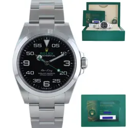 2023 NEW PAPERS ROLEX AIR-KING 126900 GREEN ARABIC 40MM STEEL OYSTER WATCH BOX