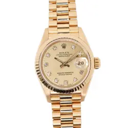 1990 VINTAGE ROLEX 69178G DATEJUST 26MM PRESIDENT 18K GOLD DIAMOND LADY'S WATCH