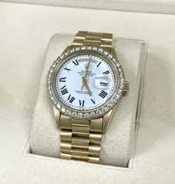 ROLEX DAY-DATE 18K YELLOW GOLD 1803 CUSTOM DIAL & DIAMOND BEZEL 36MM WITH BOX
