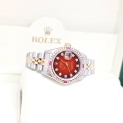 Rolex 26mm 18K Half Yellow Gold Red Degrade Diamonds REF: 69173 (R Series)