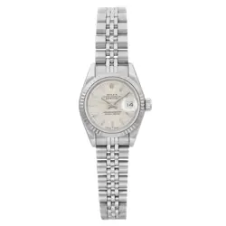 ROLEX DATEJUST 26MM SILVER STICKS DIAL WHITE GOLD STEEL AUTOMATIC WATCH 69174