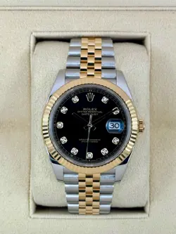 2024 ROLEX DATEJUST 41MM 126333 TWO-TONE JUBILEE BLACK DIAMOND DIAL