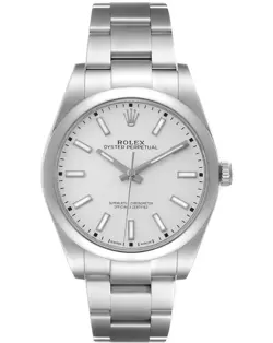 ROLEX OYSTER PERPETUAL 114300 AUTOMATIC SS WHITE DIAL MEN'S WATCH 39MM