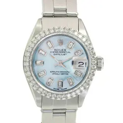 ROLEX WOMENS DATEJUST STAINLESS STEEL WATCH BLUE MOTHER OF PEARL DIAMONDS 1.35CT