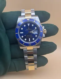 2019 ROLEX SUBMARINER 116613LB SILVER AND GOLD OYSTER BRACELET WITH BLUE BEZEL