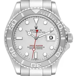 ROLEX YACHTMASTER PLATINUM DIAL BEZEL STEEL MENS WATCH 16622