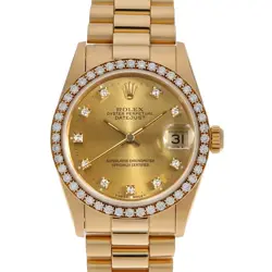 ROLEX DATEJUST BEZEL DIAMOND 10P DIAMOND 68288G CHAMPAGNE GOLD E NUMBER SECO...