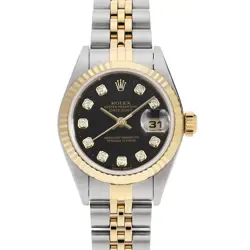 ROLEX DATEJUST 10P DIAMOND 69173G BLACK T NUMBER SECOND HAND WOMEN