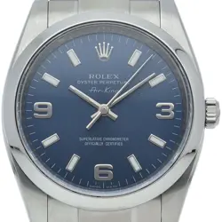 ROLEX AIR KING WATCH 114200(M) STAINLESS STEEL MENSWATCH BLUE USED