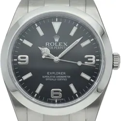 ROLEX EXPLORER 1 EARLY MODEL WITH QR CODE STICKER, DEAD STOCK 214270 STAINLE...