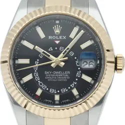 ROLEX SKY-DWELLER WATCH OYSTER 326933 K18YG/STAINLESS STEEL MENSWATCH BLACK USED