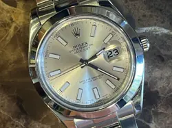 ROLEX DATEJUST 116300 SILVER OYSTER BRACELET WITH SILVER BEZEL BOX PAPERS