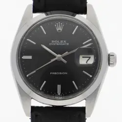 ROLEX 6694 Oyster date black SS/leather MN