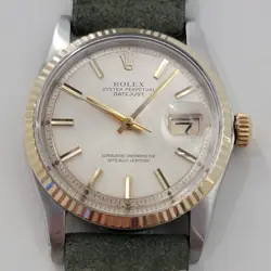 ROLEX OYSTER DATEJUST REF 1601 36MM 18K SS MENS 1970S VINTAGE AUTOMATIC RA592B