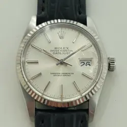 ROLEX DATEJUST 16014 36MM 18K WHITE GOLD SS MENS VINTAGE AUTOMATIC 1980S RA588B