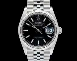 ROLEX 126234 DATEJUST 36 SS FLUTED JUBILEE SS BLACK DIAL