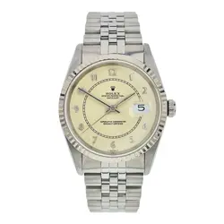 ROLEX DATEJUST 36MM CREAM BOILER GAUGE STEEL CREAM DIAL 36MM MEN'S WATCH 16234