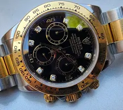 ROLEX DAYTONA WATCH 116523 STEEL GOLD FACTORY DIAMOND 40MM LUXURY VINTAGE