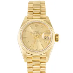ROLEX DATEJUST 26 69178 CHAMPAGNE INDEX YELLOW GOLD PRESIDENTIAL LADIES WATCH