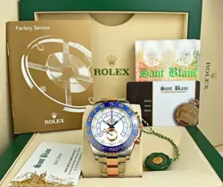 ROLEX ROSE GOLD & STAINLESS STEEL YACHTMASTER II BLUE HANDS 116681 SANT BLANC