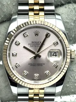 ROLEX DATEJUST 36MM PINK DIAMOND DIAL TWO TONE JUBILEE BRACELET 116231