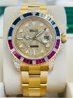 ROLEX GMT-MASTER II 116718LN CUSTOM DIAMOND DIAL PEPSI SAPPHIRES STYLE BEZEL B/P