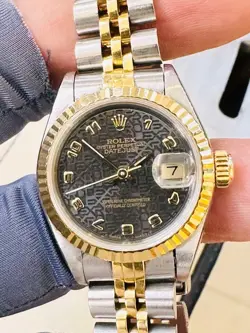 ROLEX DATEJUST LADY 2TONE 18K GOLD & STEEL WATCH SLATE JUBILEE ARABIC DIAL 69173