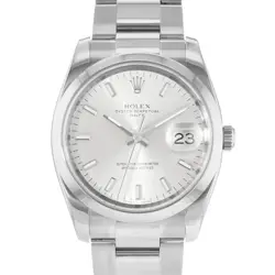 ROLEX OYSTER PERPETUAL DATE 115200 34MM SILVER STEEL OYSTER MENS WATCH 2010