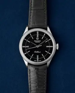 ROLEX CELLINI TIME 50509 39MM BLACK DIAL WHITE GOLD MEN'S WATCH