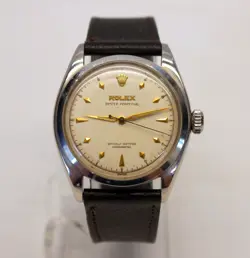 💥 1950'S ROLEX OYSTER PERPETUAL AUTOMATIC WATCH REF 6084 WHITE DIAL 34MM 💥